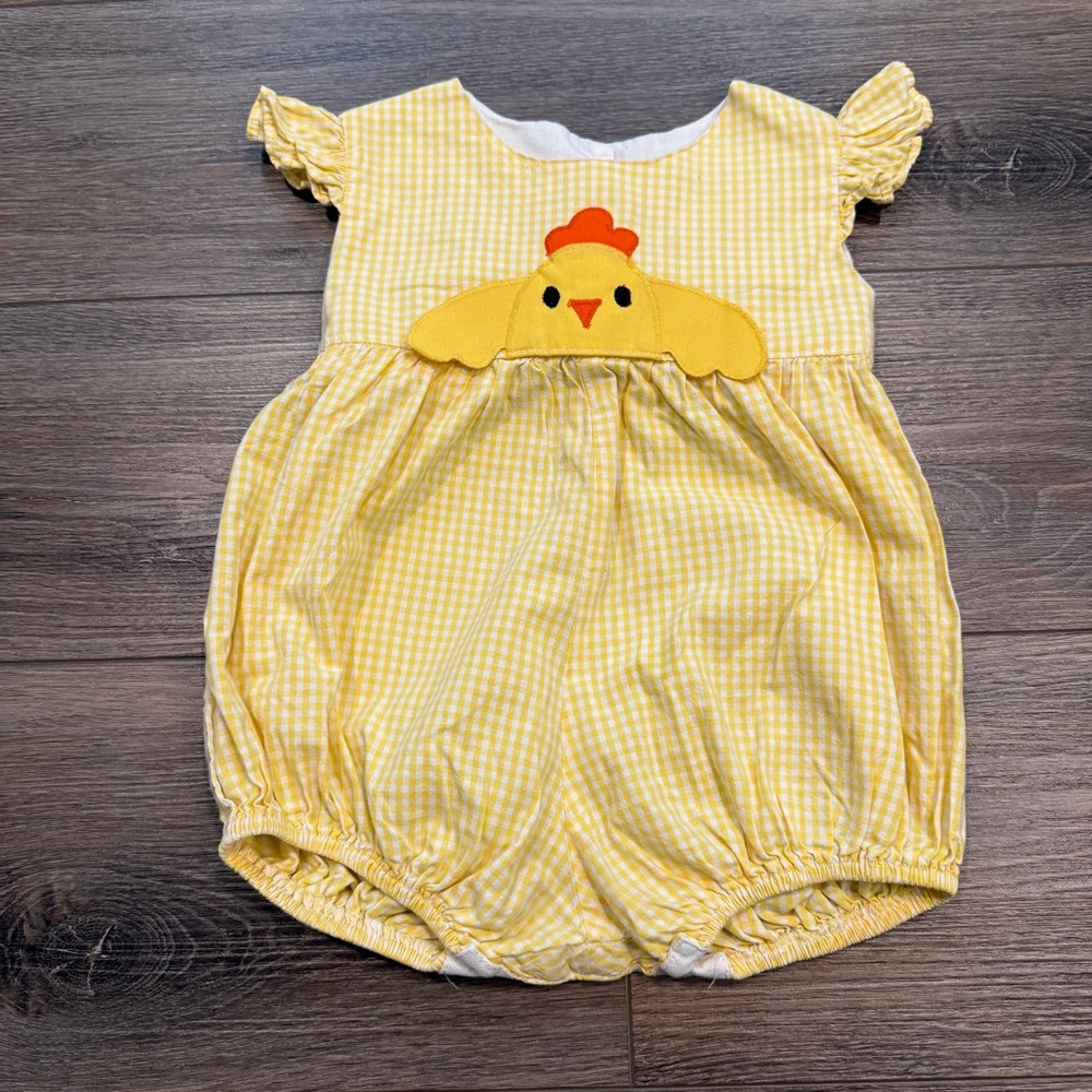 Funtasia Too Yellow Gingham Chick Baby One-Piece Bodysuit